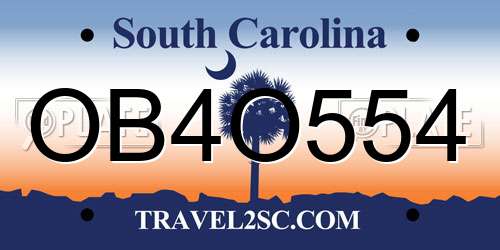 OB4O554 South Carolina License Plate