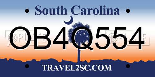 OB4Q554 South Carolina License Plate