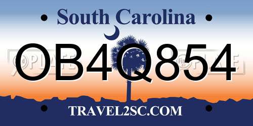 OB4Q854 South Carolina License Plate