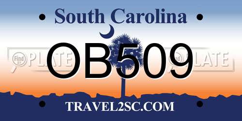 OB509 South Carolina License Plate