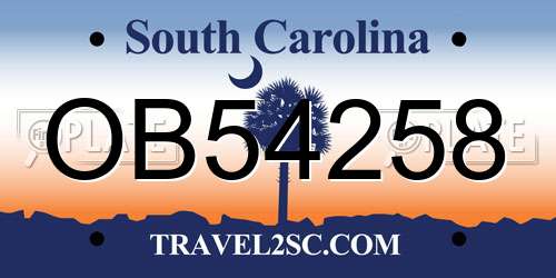 OB54258 South Carolina License Plate