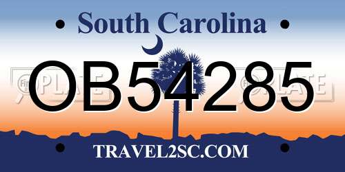 OB54285 South Carolina License Plate