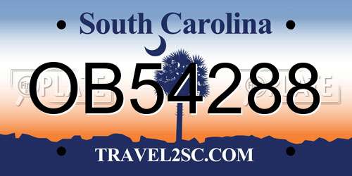 OB54288 South Carolina License Plate