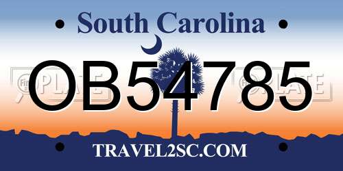 OB54785 South Carolina License Plate