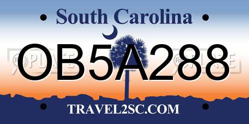 OB5A288 South Carolina License Plate
