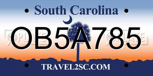 OB5A785 South Carolina License Plate