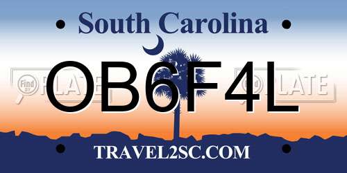 OB6F4L South Carolina License Plate