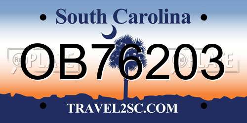 OB76203 South Carolina License Plate