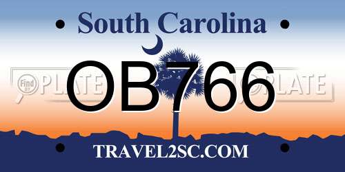 OB766 South Carolina License Plate