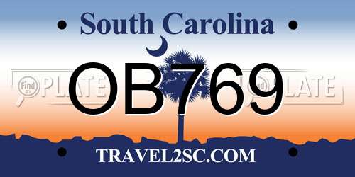 OB769 South Carolina License Plate
