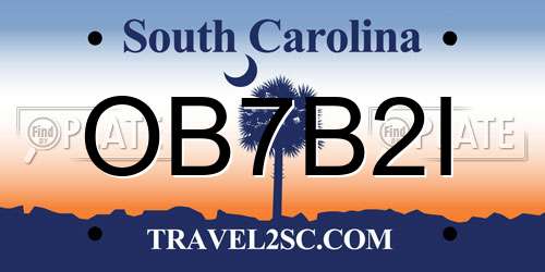 OB7B2I South Carolina License Plate