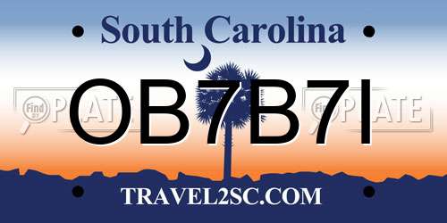 OB7B7I South Carolina License Plate