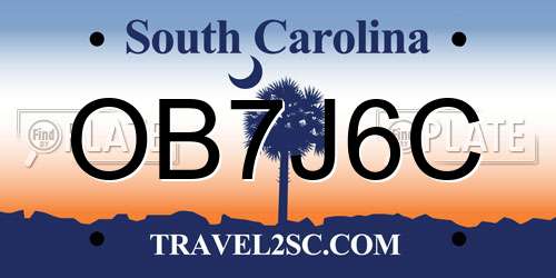 OB7J6C South Carolina License Plate