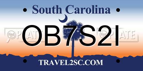 OB7S2I South Carolina License Plate