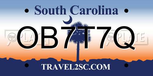 OB7T7Q South Carolina License Plate
