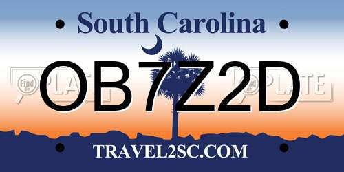 OB7Z2D South Carolina License Plate