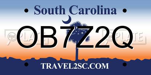 OB7Z2Q South Carolina License Plate