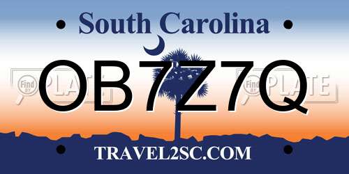 OB7Z7Q South Carolina License Plate
