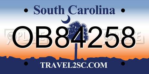 OB84258 South Carolina License Plate