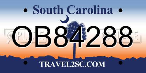 OB84288 South Carolina License Plate