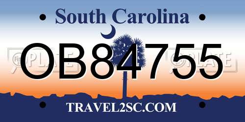 OB84755 South Carolina License Plate