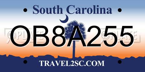 OB8A255 South Carolina License Plate