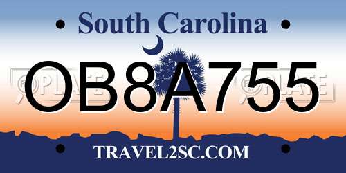 OB8A755 South Carolina License Plate
