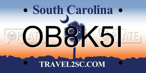 OB8K5I South Carolina License Plate