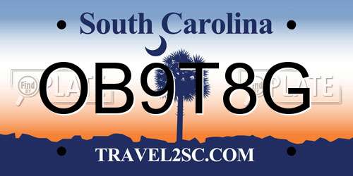 OB9T8G South Carolina License Plate