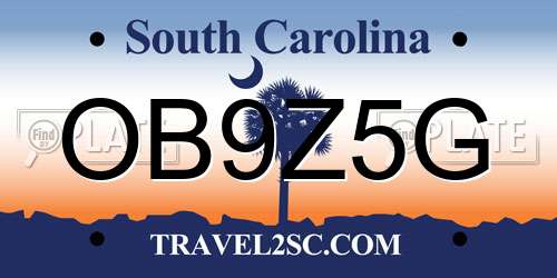 OB9Z5G South Carolina License Plate