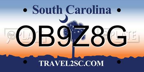 OB9Z8G South Carolina License Plate