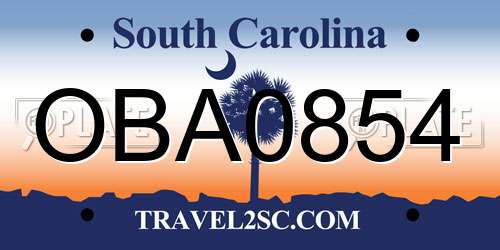 OBA0854 South Carolina License Plate