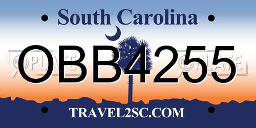 OBB4255 South Carolina License Plate