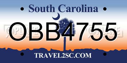 OBB4755 South Carolina License Plate