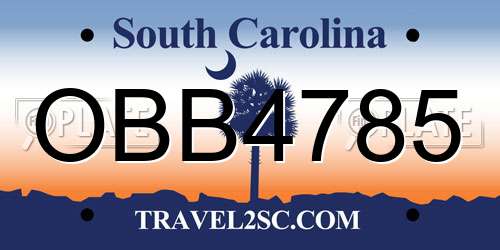 OBB4785 South Carolina License Plate