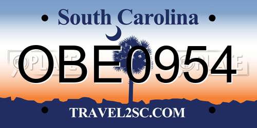 OBE0954 South Carolina License Plate