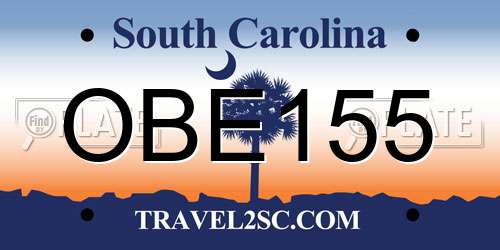 OBE155 South Carolina License Plate