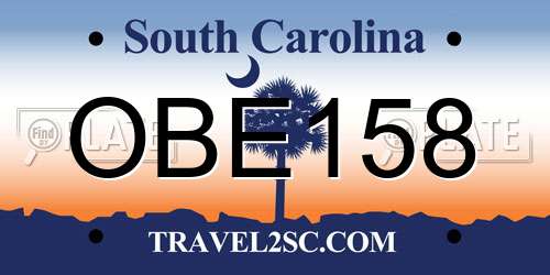OBE158 South Carolina License Plate