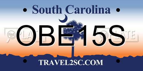 OBE15S South Carolina License Plate