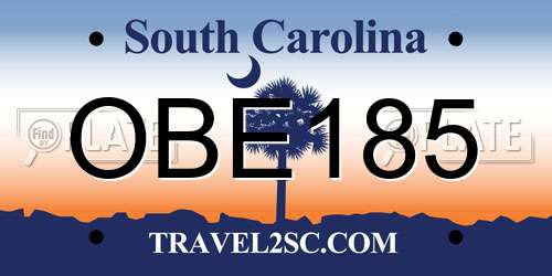 OBE185 South Carolina License Plate