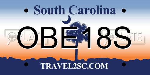 OBE18S South Carolina License Plate