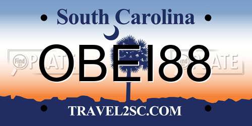 OBEI88 South Carolina License Plate