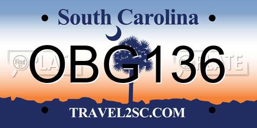OBG136 South Carolina License Plate