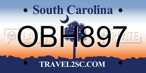 OBH897 South Carolina License Plate