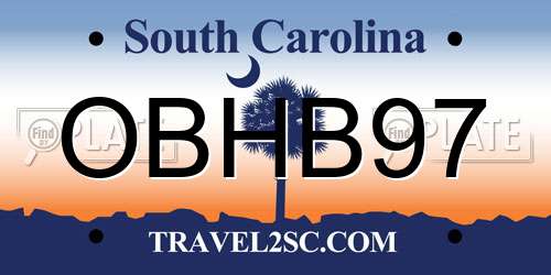 OBHB97 South Carolina License Plate