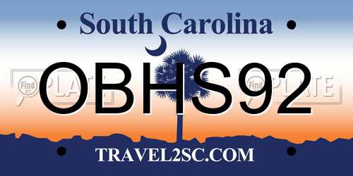 OBHS92 South Carolina License Plate