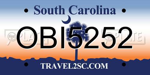 OBI5252 South Carolina License Plate
