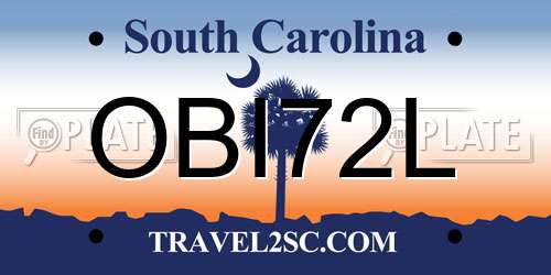OBI72L South Carolina License Plate