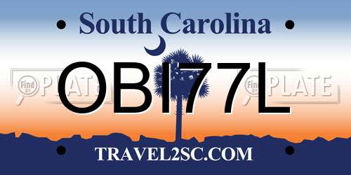 OBI77L South Carolina License Plate