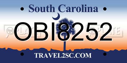 OBI8252 South Carolina License Plate